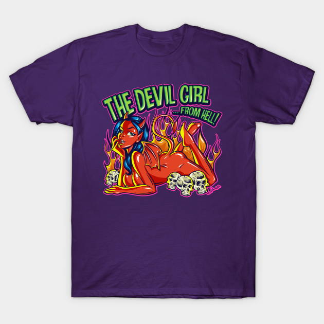 Devil Girl - Pinup - T-Shirt | TeePublic